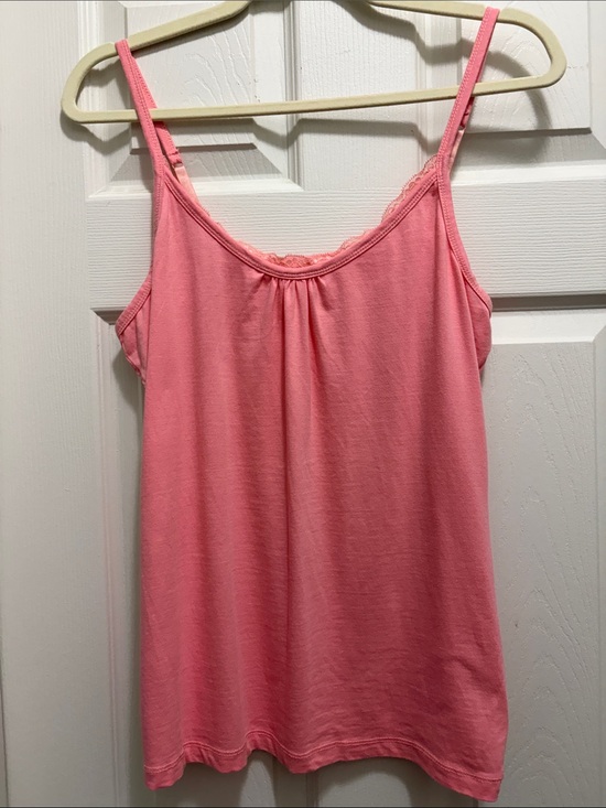 Sentiments Tops - Pink Lace-Trim Cami Tank Top